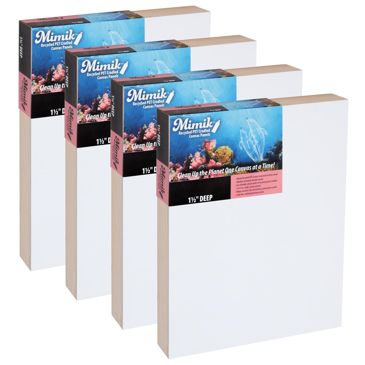 Creative Mark Mimik Recycled PET Cradled Canvas Panel 1-1/2" Depth- Single Canvas- Medium-Textured Painting Board for Eco-Conscious Artists, 14.11 oz Triple-Acrylic-Primed Weight